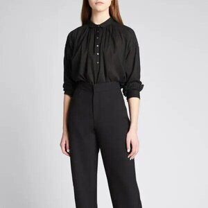 Nili Lotan Miles Shirt Tunic Top Cotton Long Sleeve Oversized Black S NWD